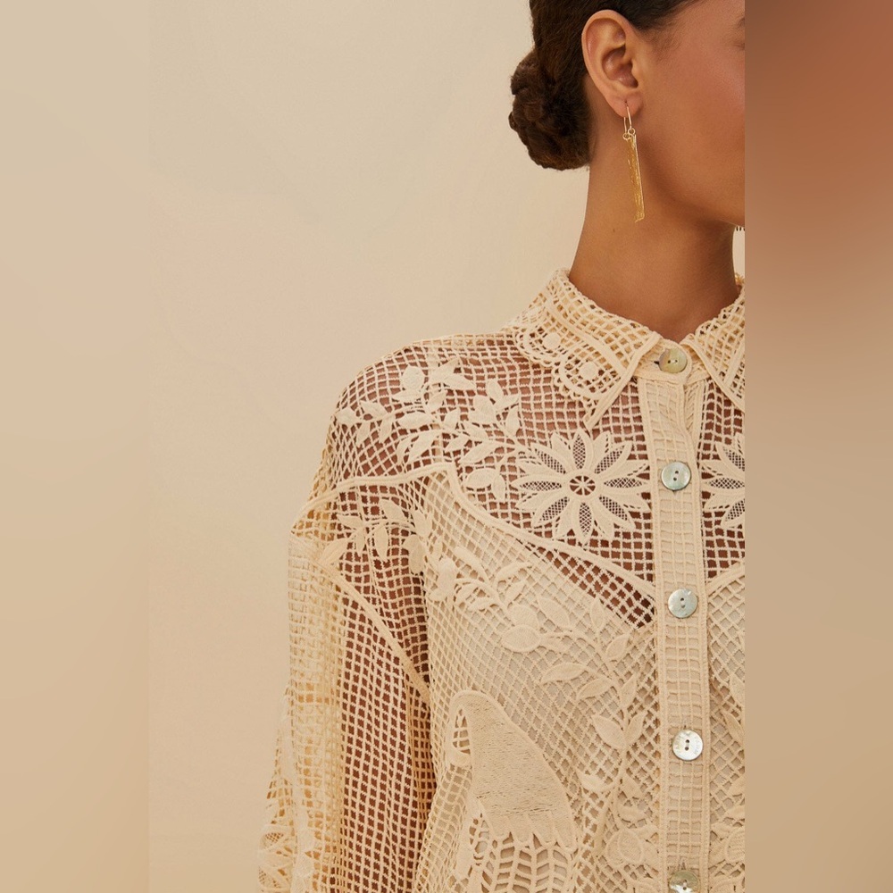 Farm Rio: Sand Landscape Guipure Shirt - Picture 3 of 13